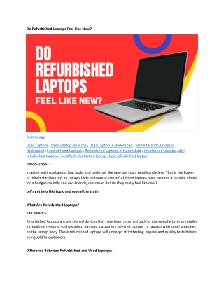 Do Refurbished Laptops Feel Like New .