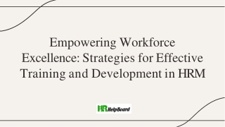 Training and Development in HRM