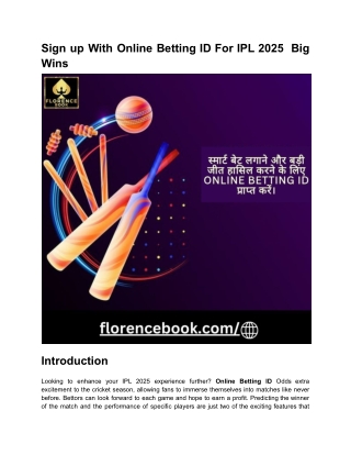 Sign up With Online Betting ID For IPL 2025  Big Wins