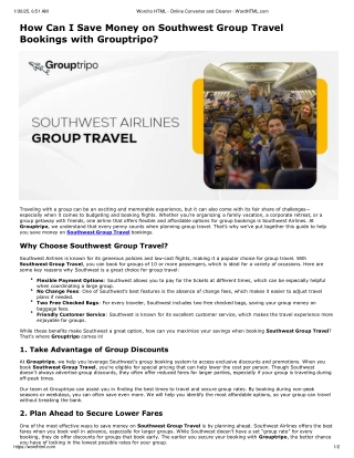 How Can I Save Money on Southwest Group Travel Bookings with Grouptripo?