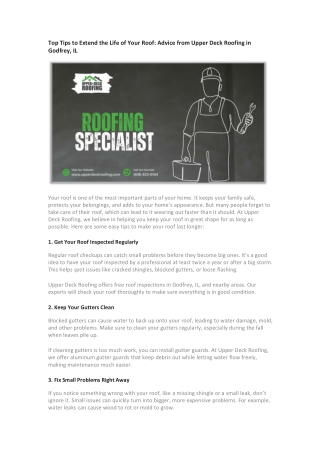 Top Tips to Extend the Life of Your Roof Advice from Upper Deck Roofing in Godfrey, IL