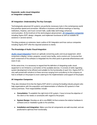 AV Integration: Understanding The Key Concepts