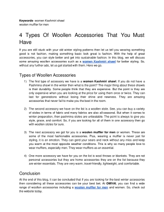 4 Types Of Woollen Accessories That You Must Have