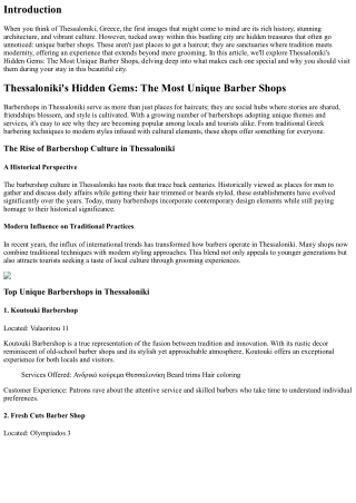 “Thessaloniki's Hidden Gems: The Most Unique Barber Shops”