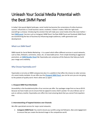 Best and Cheapest SMM Panel Worldwide – YoyoMedia.com