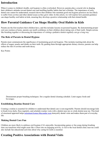 “How Parental Guidance Can Shape Healthy Oral Habits in Kids”