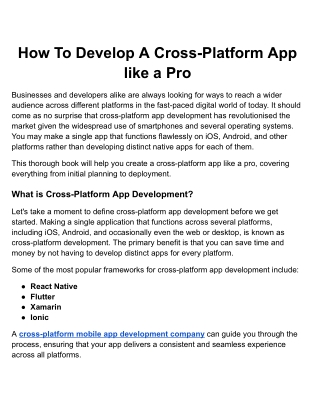 How To Develop A Cross-Platform App like a Pro