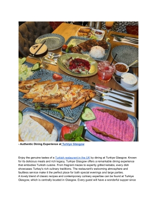 - Authentic Dining Experience at Turkiye Glasgow