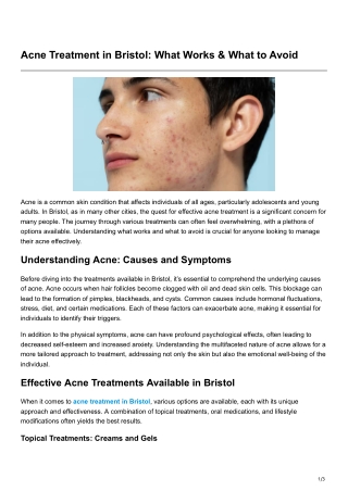 Acne Treatment in Bristol What Works What toAvoid