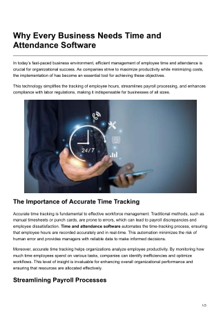 Why Every Business Needs Time and Attendance Software