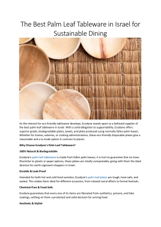 Ecodyne: The Best Palm Leaf Tableware in Israel
