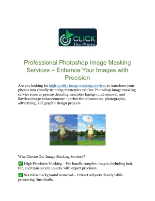 Professional Photoshop Image Masking Services