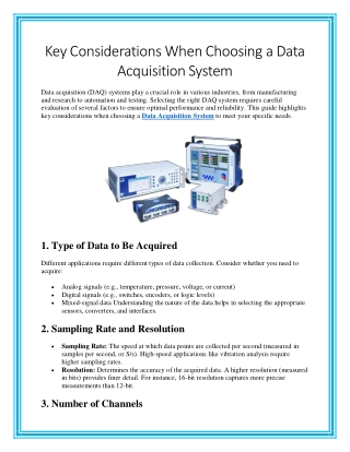 Key Considerations When Choosing a Data Acquisition System