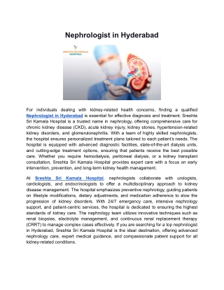 Nephrologist in Hyderabad