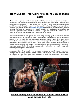 How Muscle Trail Gainer Helps You Build Mass Faster