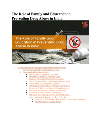 The Role of Family and Education in Preventing Drug Abuse in India