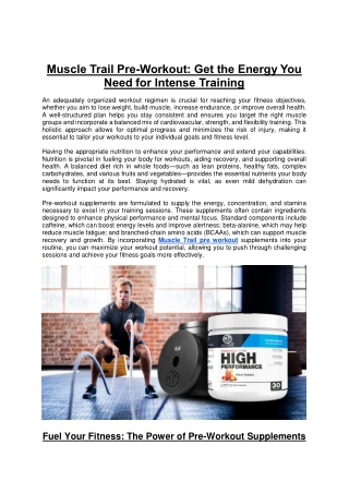 Muscle Trail Pre-Workout: Get the Energy You Need for Intense Training
