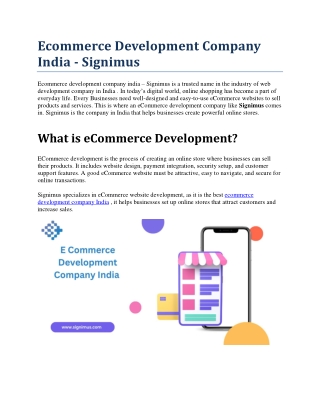 Ecommerce Development Company India