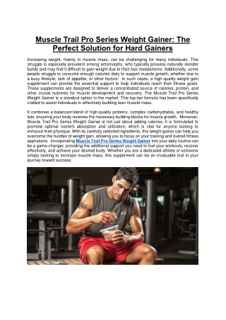 Muscle Trail Pro Series Weight Gainer: The Perfect Solution for Hard Gainers
