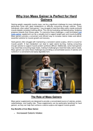Why Iron Mass Gainer is Perfect for Hard Gainers