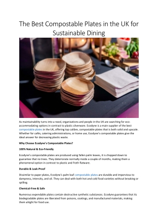 Ecodyne: The Best Compostable Plates in the UK