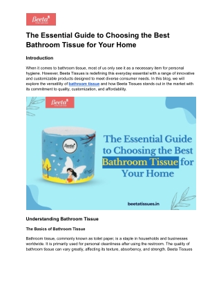 The Essential Guide to Choosing the Best Bathroom Tissue for Your Home