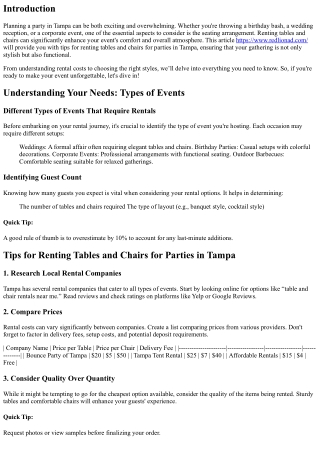Tips for Renting Tables and Chairs for Parties in Tampa
