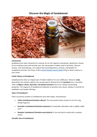Discover the Magic of Sandalwood