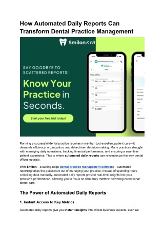 How Automated Daily Reports Can Transform Dental Practice Management