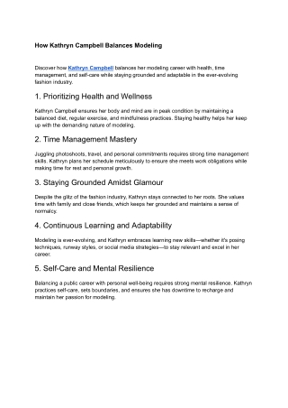 How Kathryn Campbell Balances Modeling