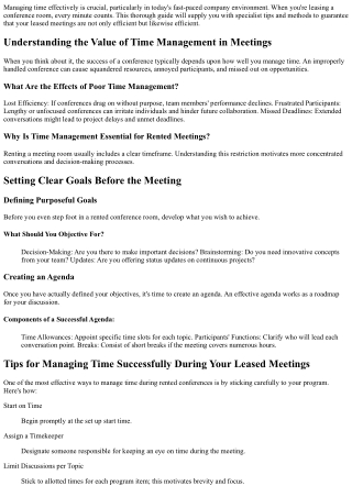 Tips for Handling Time Efficiently Throughout Your Leased Conferences