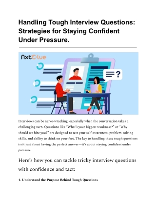 Mastering Tough Interview Questions
