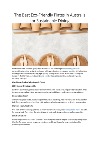 Ecodyne: Best Eco-Friendly Plates in Australia