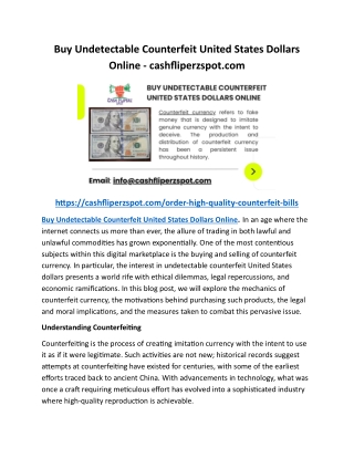 Buy Undetectable Counterfeit United States Dollars Online - cashfliperzspot