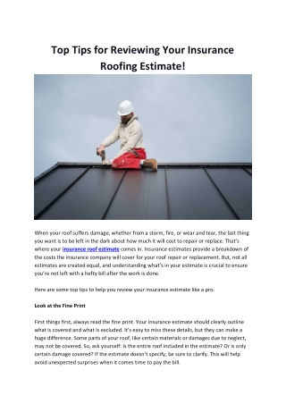 Top Tips for Reviewing Your Insurance Roofing Estimate!
