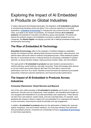 Exploring the Impact of AI Embedded in Products on Global Industries