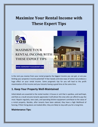 Maximize Your Rental Income with These Expert Tips