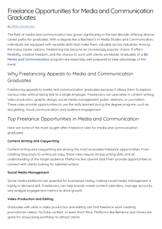 Freelance Opportunities for Media and Communication Graduates