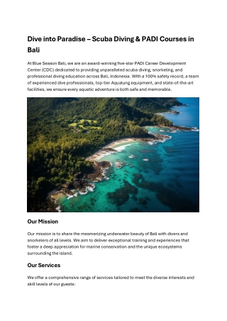 Bali Ocean: Your Gateway to Unforgettable Underwater Experiences