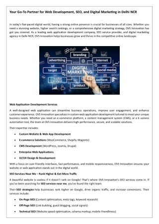 Your Go To partner for web development