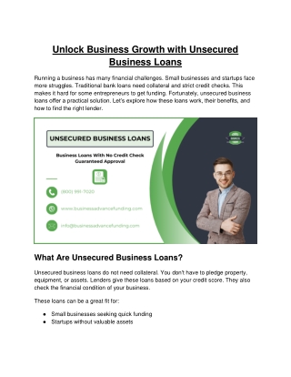 Unsecured business loans direct lender