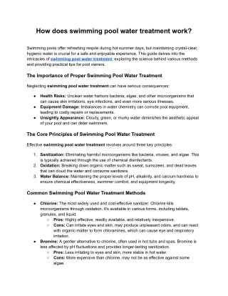 How does swimming pool water treatment work