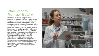 Exploring the World of Pharmacy Education - Pathways to a Successful Career