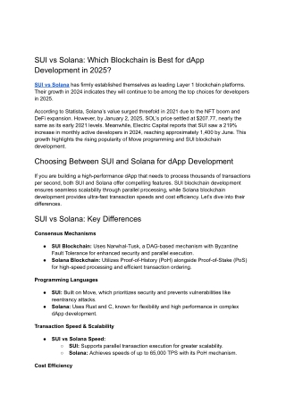 SUI vs Solana: Which Blockchain is Best for dApp Development in 2025?