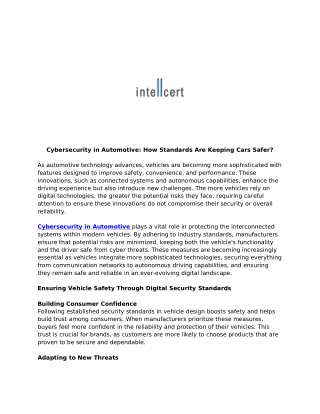 Cybersecurity in Automotive: How Standards Are Keeping Cars Safer?