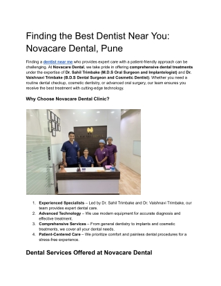 Finding the Best Dentist Near You_ Novacare Dental, Pune