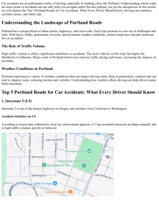 Top 5 Portland Roads for Car Accidents: What Every Driver Should Know