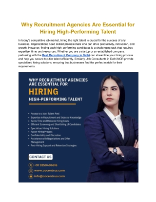 Why Recruitment Agencies Are Essential for Hiring High-Performing Talent