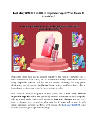 Lost Mary BM6000 vs. Other Disposable Vapes What Makes It Stand Out