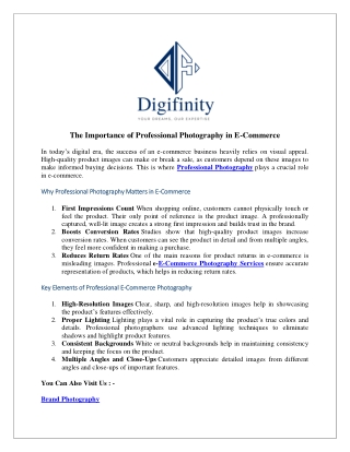 The Importance of Professional Photography in E-Commerce